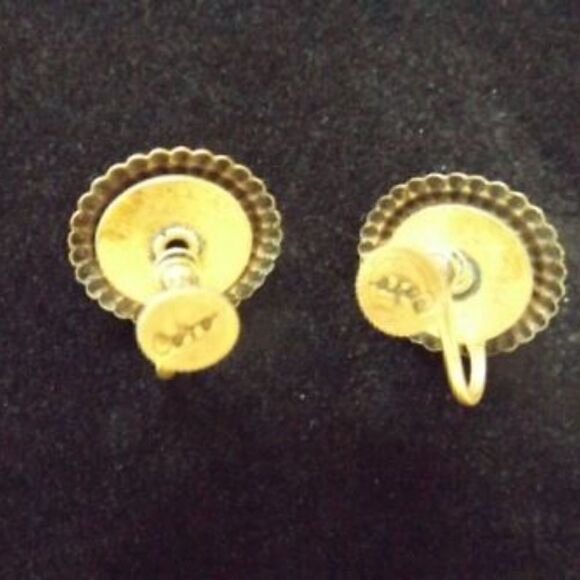 Coro Gold Clear Rhinestone screw back earrings - Picture 4 of 4